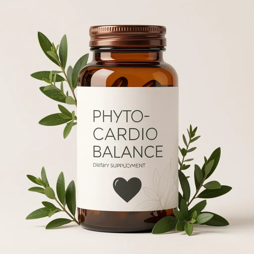 Phyto-Cardio Balance dietary supplement bottle with natural plant extracts for heart and vascular support